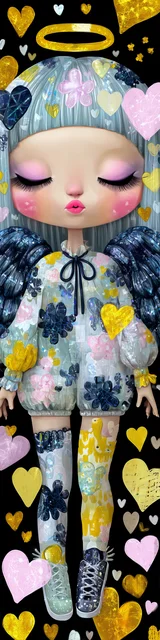 Free kawaii angel bookmark featuring silver hair kawaii angel